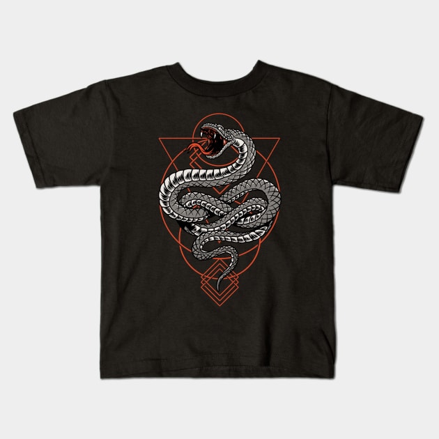 Spiritual snake geometry Kids T-Shirt by Frispa